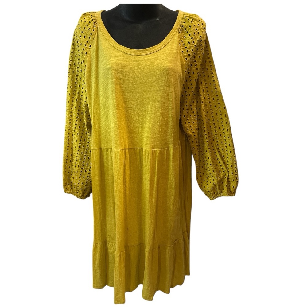 Time and Tru Mustard Yellow Tiered Dress size Large